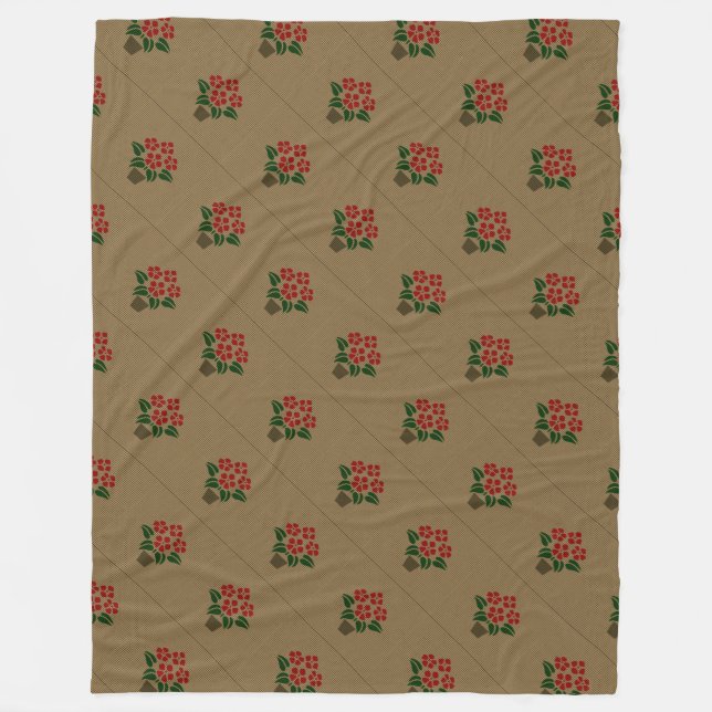 Woven Poinsetta Fleece Blanket (Front)