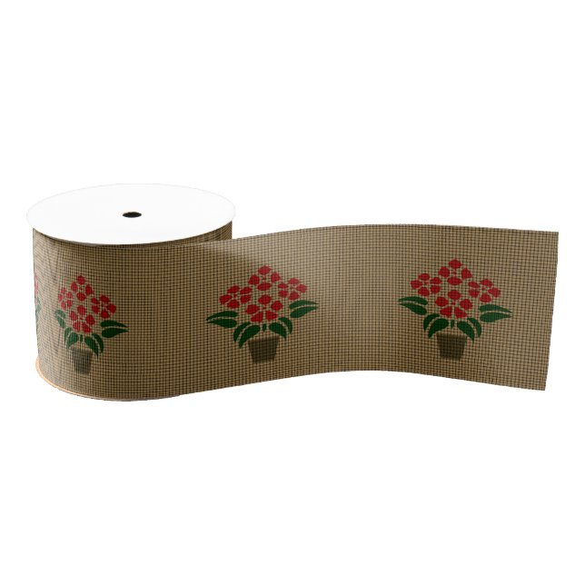 Woven Poinsetta Grosgrain Ribbon (Spool)