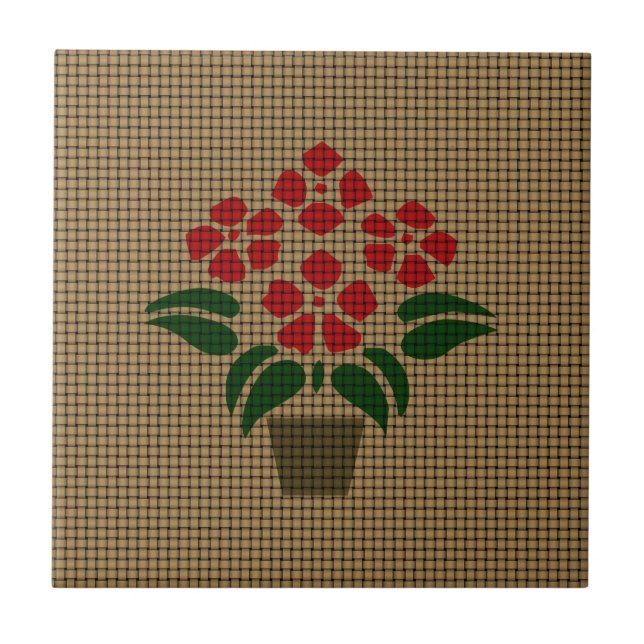 Woven Poinsetta Tile (Front)