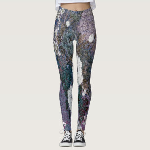 Woven Purple Floral Leggings