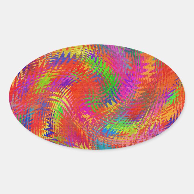 Woven Rainbow Oval Sticker (Front)
