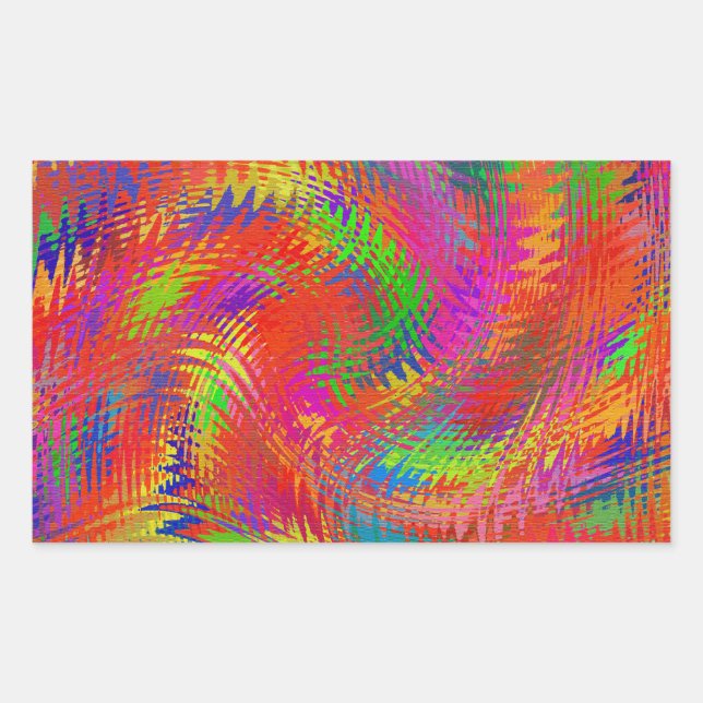 Woven Rainbow Rectangular Sticker (Front)