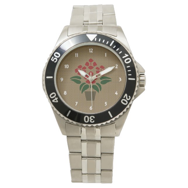Woven Red Poinsetta Watch (Front)