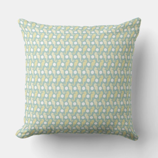 Woven Seahorse Green and Yellow Cushion (Front)