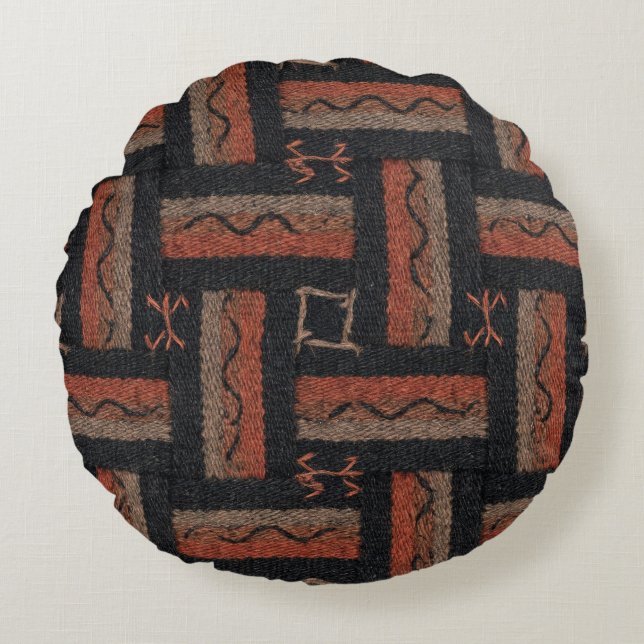 Woven Stripe Tribal Pattern  Round Cushion (Front)