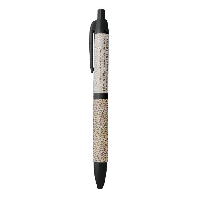 Woven tan customised black ink pen (Top (Vertical))