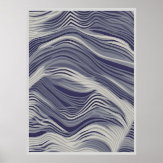 Woven Texture: An Abstract Landscape in Blue Poster