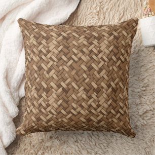 Woven texture in brown and beige pattern cushion