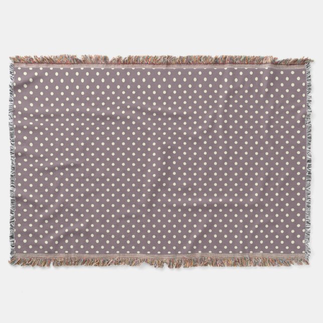 Woven Throw Blanket Dots Dark Purple Cream (Front)