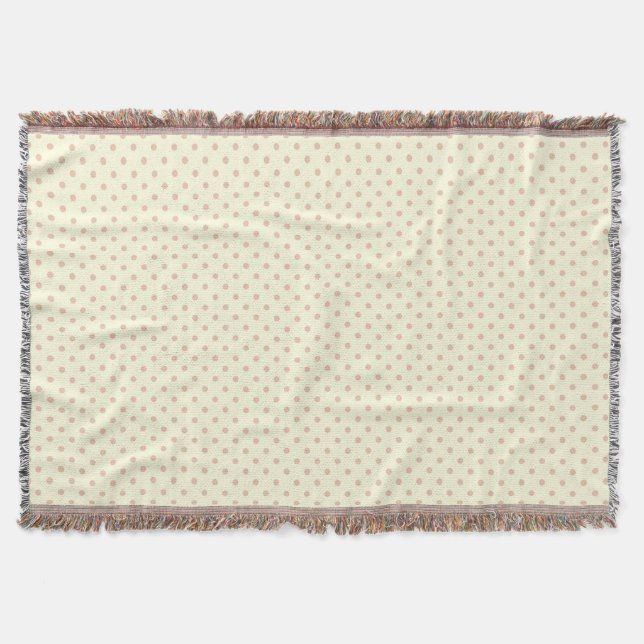 Woven Throw Blanket Dots Light Brown Cream (Front)