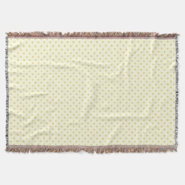 Woven Throw Blanket Dots Light Green Cream (Front)