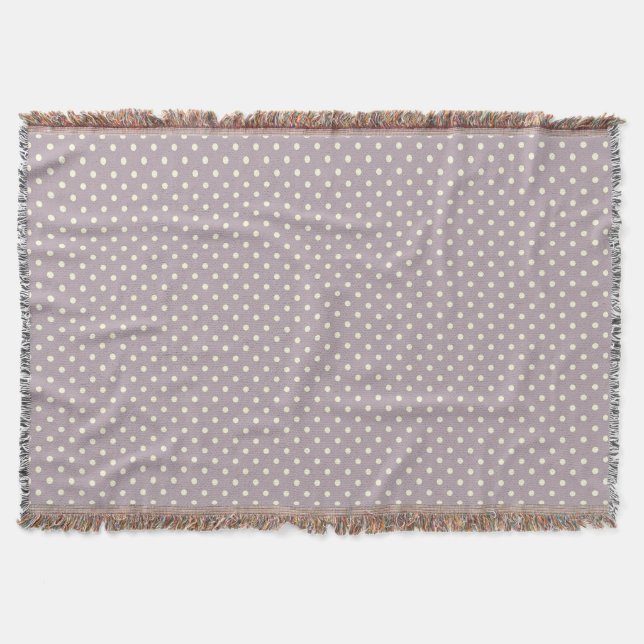 Woven Throw Blanket Dots Light Purple Cream (Front)