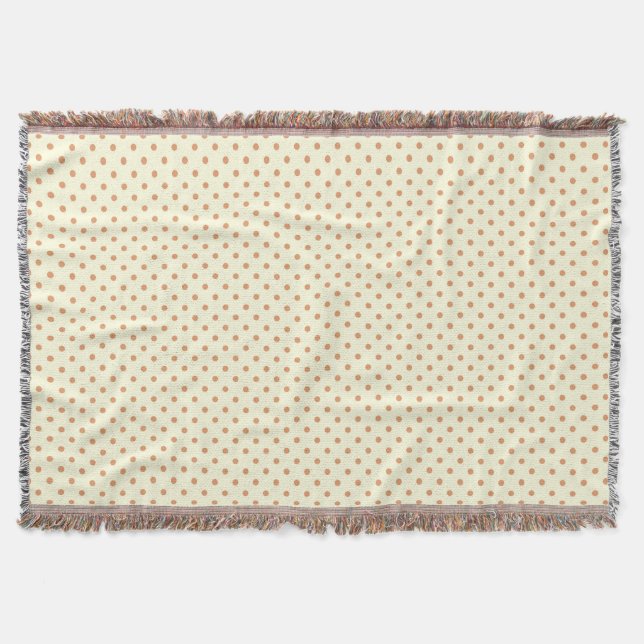 Woven Throw Blanket Dots Middle Brown Cream (Front)