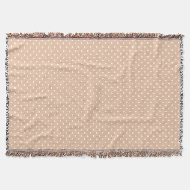 Woven Throw Blanket Dots Pink Cream (Front)