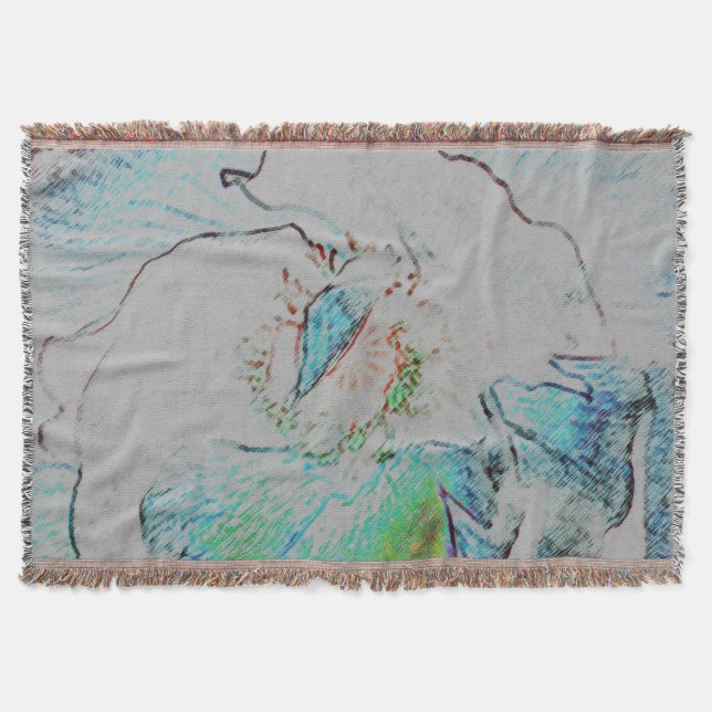 Woven Throw Blanket Nature Blue Green (Front)