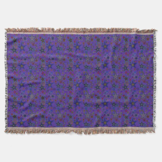 Woven Throw Blanket Purple, Stars (Front)