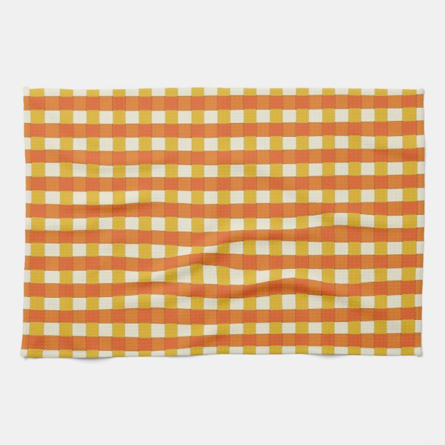 Woven Vintage 70s Orange Colours Tea Towel (Horizontal)