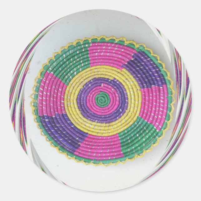 Woven Whirl Art Print Classic Round Sticker (Front)
