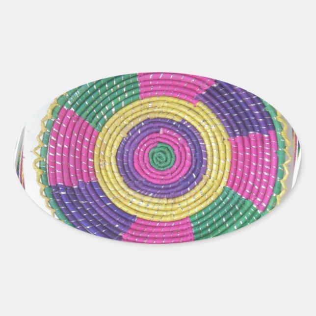 Woven Whirl Art Print Oval Sticker (Front)