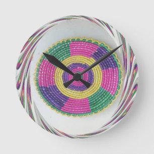 Woven Whirl Art Print Round Clock
