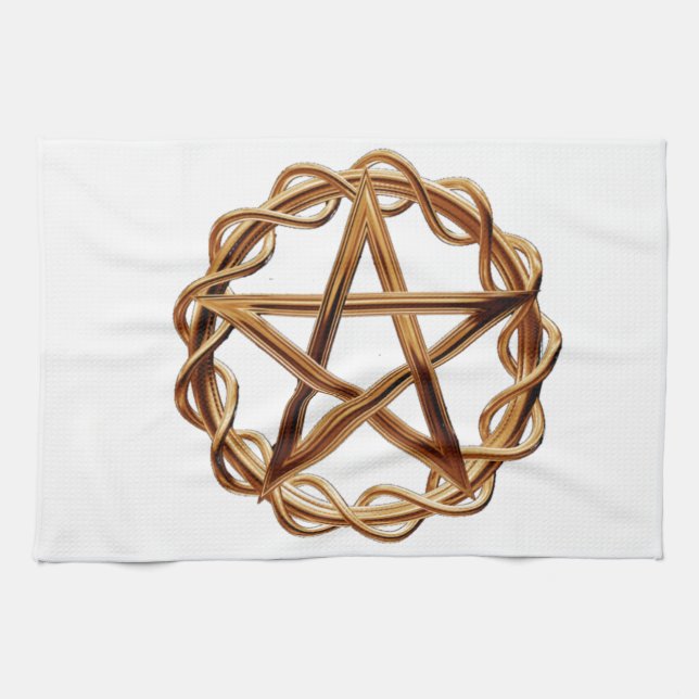 Woven Wicca Pentagram Tea Towel (Horizontal)
