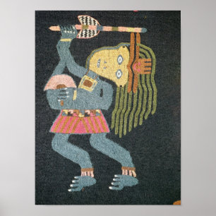 Woven wool dancer with baton, Paracas tribe Poster