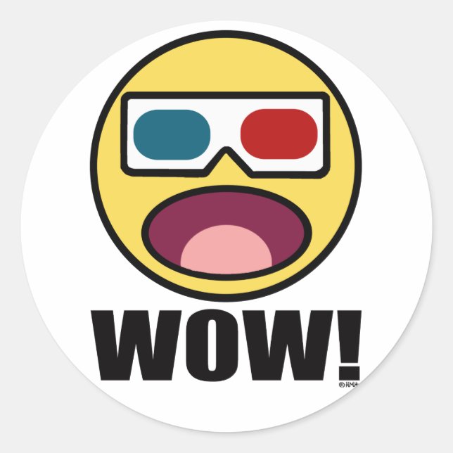 Wow! 3D Classic Round Sticker (Front)