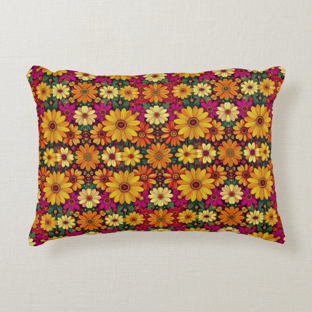 Wow! Colourful and Bright floral pattern. Decorative Cushion (Front)