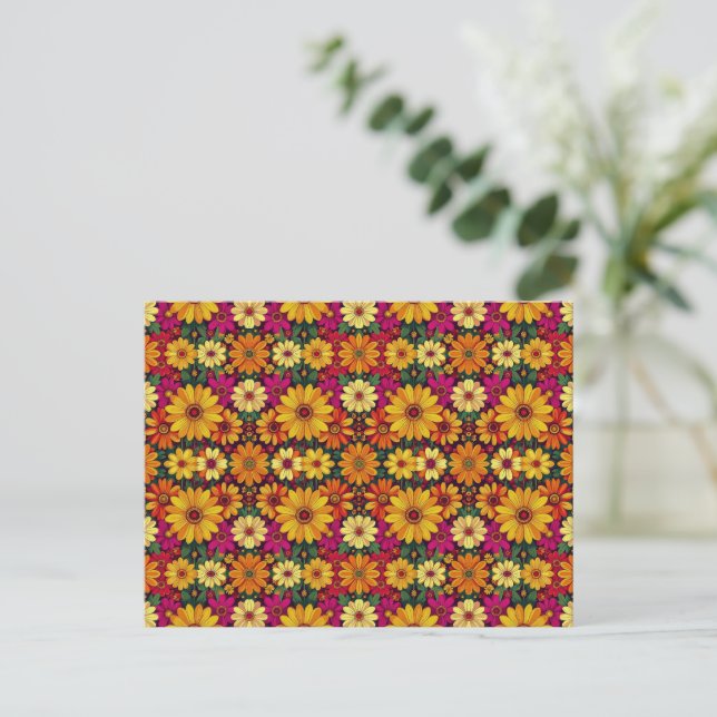 Wow! Colourful and Bright floral pattern. Holiday Postcard (Standing Front)