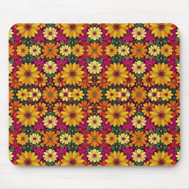 Wow! Colourful and Bright floral pattern. Mouse Mat (Front)