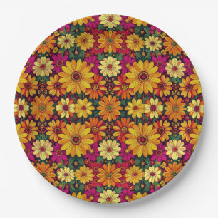 Wow! Colourful and Bright floral pattern. Paper Plate