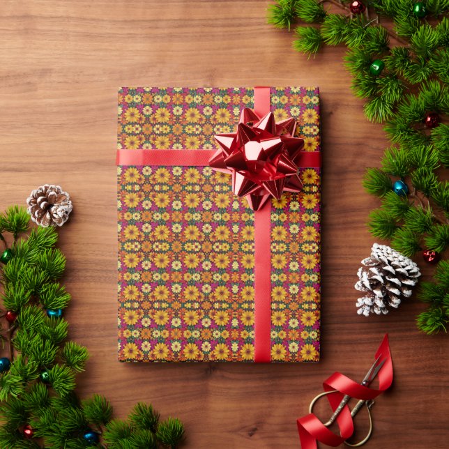 Wow! Colourful and Bright floral pattern. Wrapping Paper (Holiday Gift)