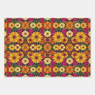 Wow! Colourful and Bright floral pattern. Wrapping Paper Sheet