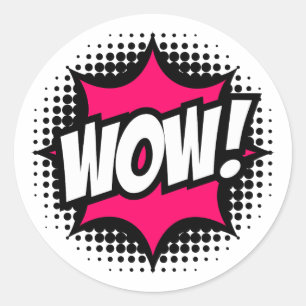 WOW! Comic Book Style Classic Round Sticker