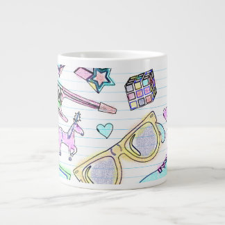 Wow Eighties Colouring Book Doodle Fun Large Coffee Mug