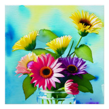 Wow Factor. Vase and Flowers. Vibrant colours
