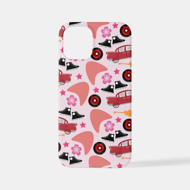 Wow Fun Pink Fifties Flashback Retro Pattern iPhone Case (Back)