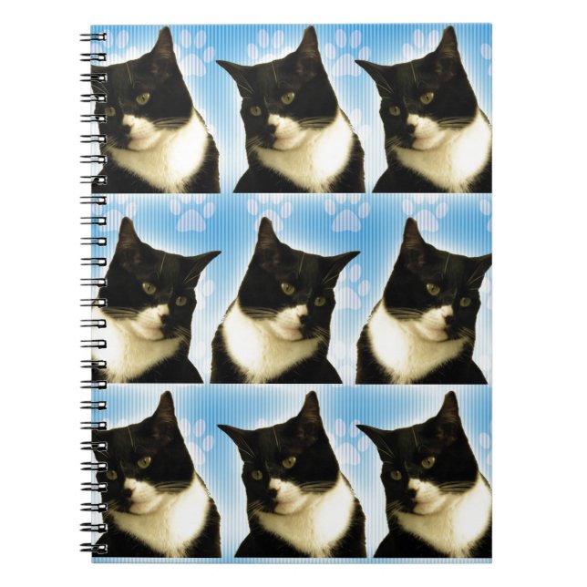Wow fun Tuxedo Cat Love Cute Photo Pattern Notebook (Front)