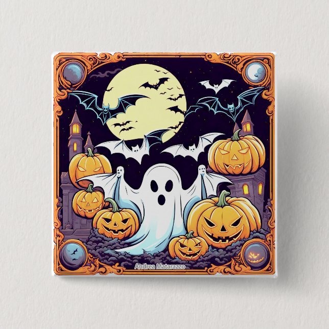 Wow Halloween Thrill 15 Cm Square Badge (Front)