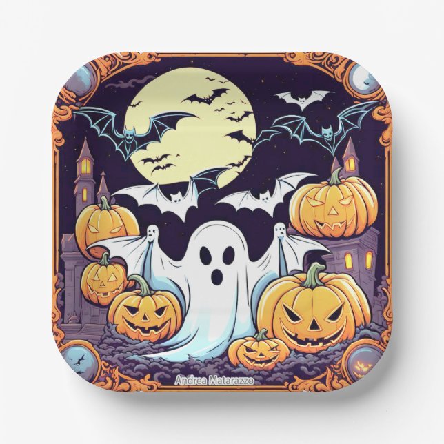 Wow Halloween Thrill Paper Plate (Front)