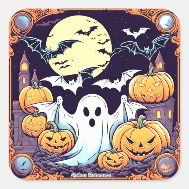 Wow Halloween Thrill Square Sticker (Front)