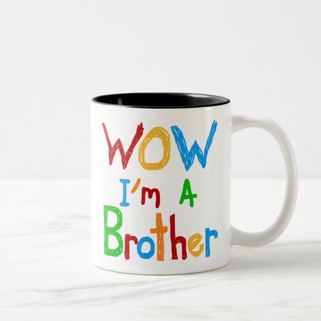 WOW I'm a Brother T-shirts and GIfts Two-Tone Coffee Mug (Right)