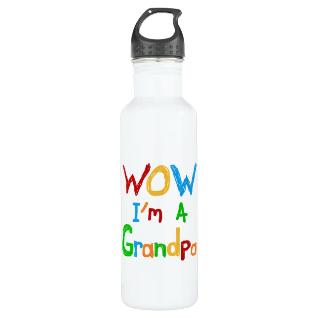 WOW I'm a Grandpa T-shirts and 710 Ml Water Bottle (Front)