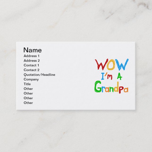 WOW I'm a Grandpa T-shirts and Gifts Business Card (Front)