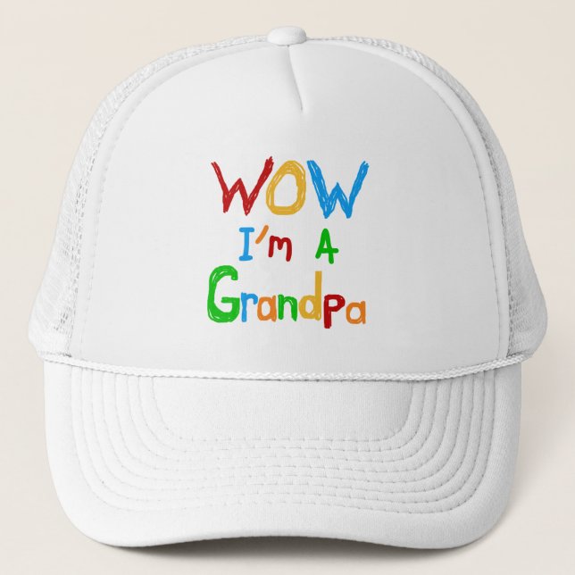 WOW I'm a Grandpa T-shirts and Gifts Trucker Hat (Front)
