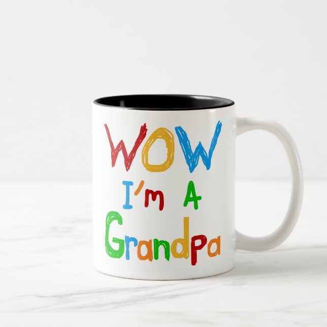 WOW I'm a Grandpa T-shirts and Gifts Two-Tone Coffee Mug (Right)