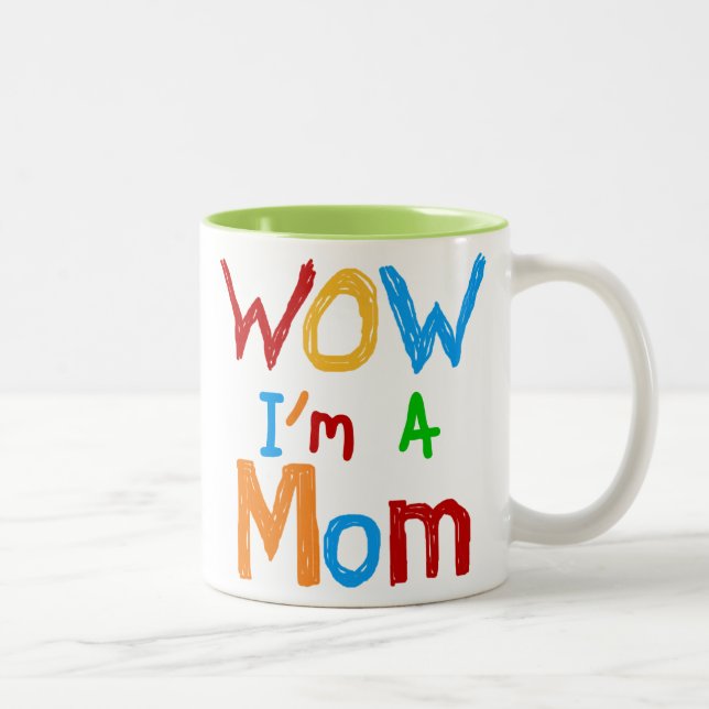 WOW I'm a Mum T-shirts and GIfts Two-Tone Coffee Mug (Right)
