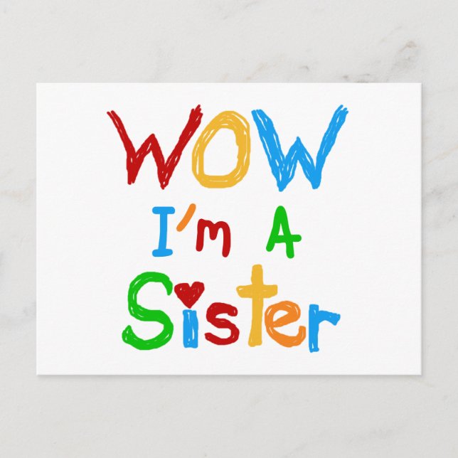 WOW I'm a Sister T-shirts and GIfts Postcard (Front)