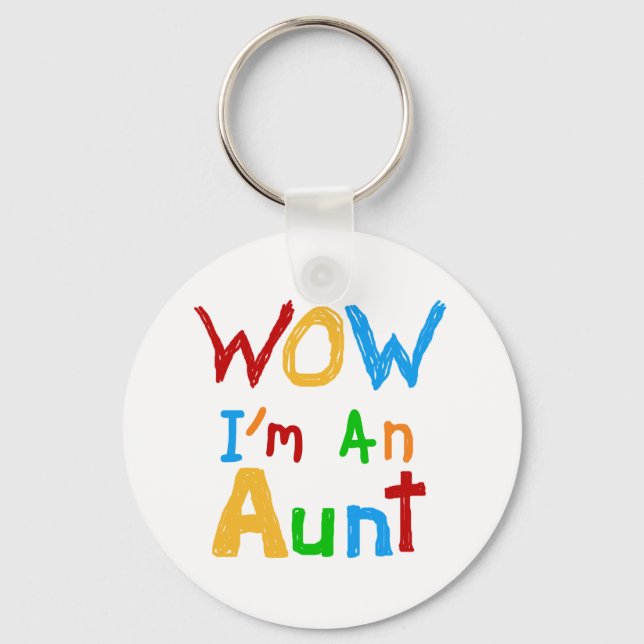 WOW I'm an Aunt T shirts and Gifts Key Ring (Front)