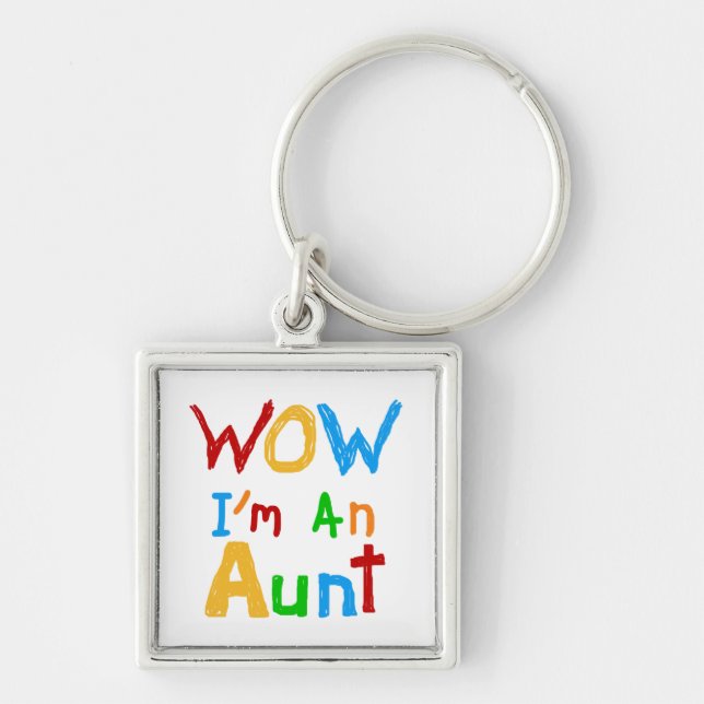 WOW I'm an Aunt T shirts and Gifts Key Ring (Front)